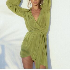 Princess Polly long sleeve tie wrap dress